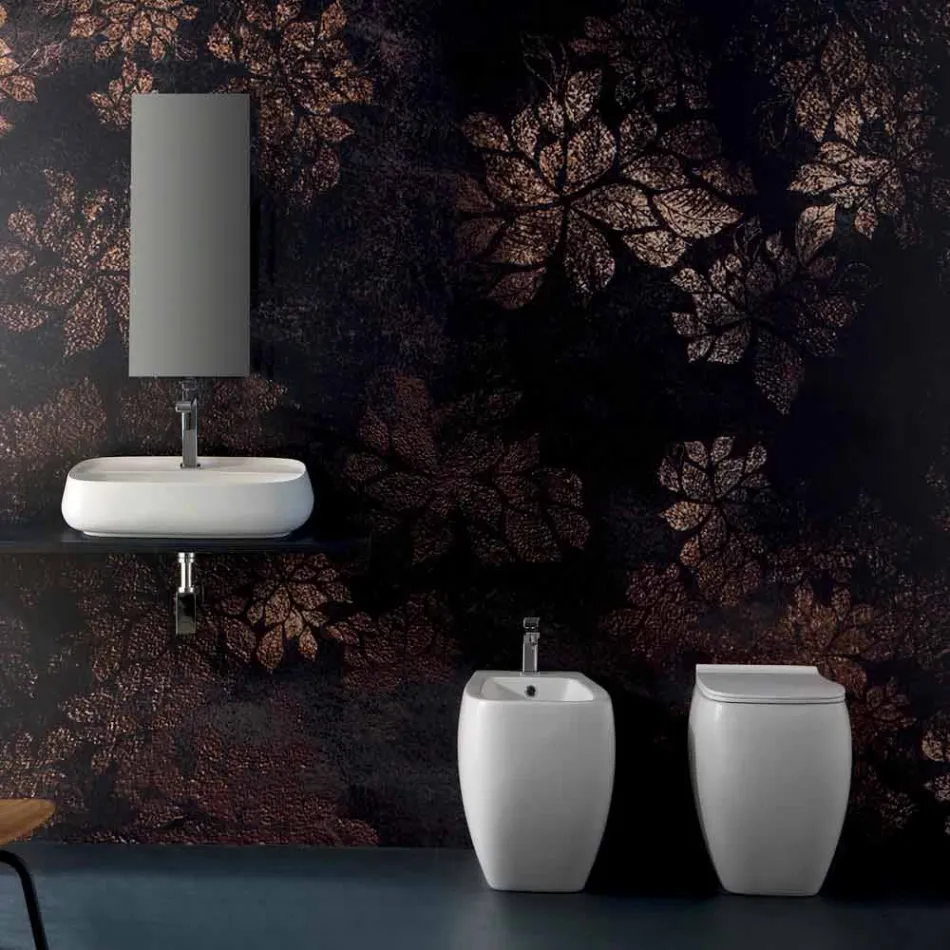 Vaso WC in ceramica bianca dal design moderno Gais, made in Italy Viadurini