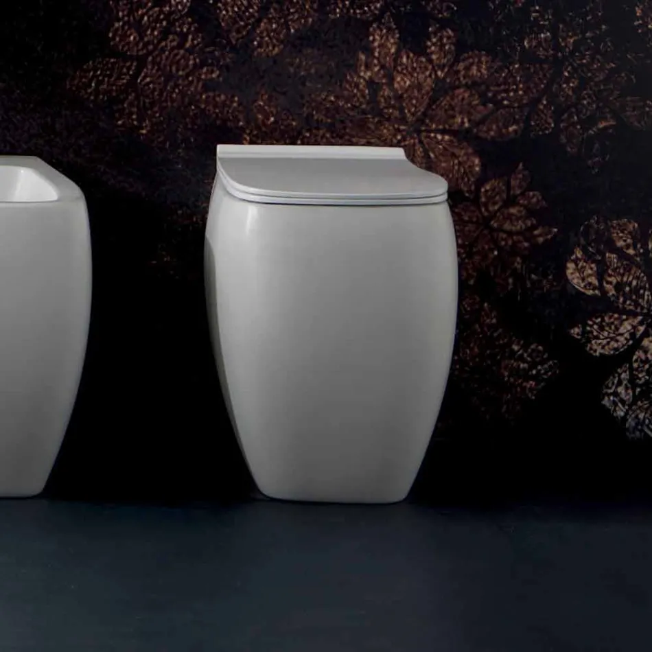 Vaso WC in ceramica bianca dal design moderno Gais, made in Italy Viadurini