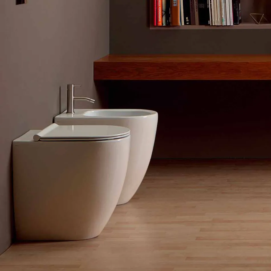 Vaso WC in ceramica bianca design moderno Shine Square H50 Rimless Viadurini