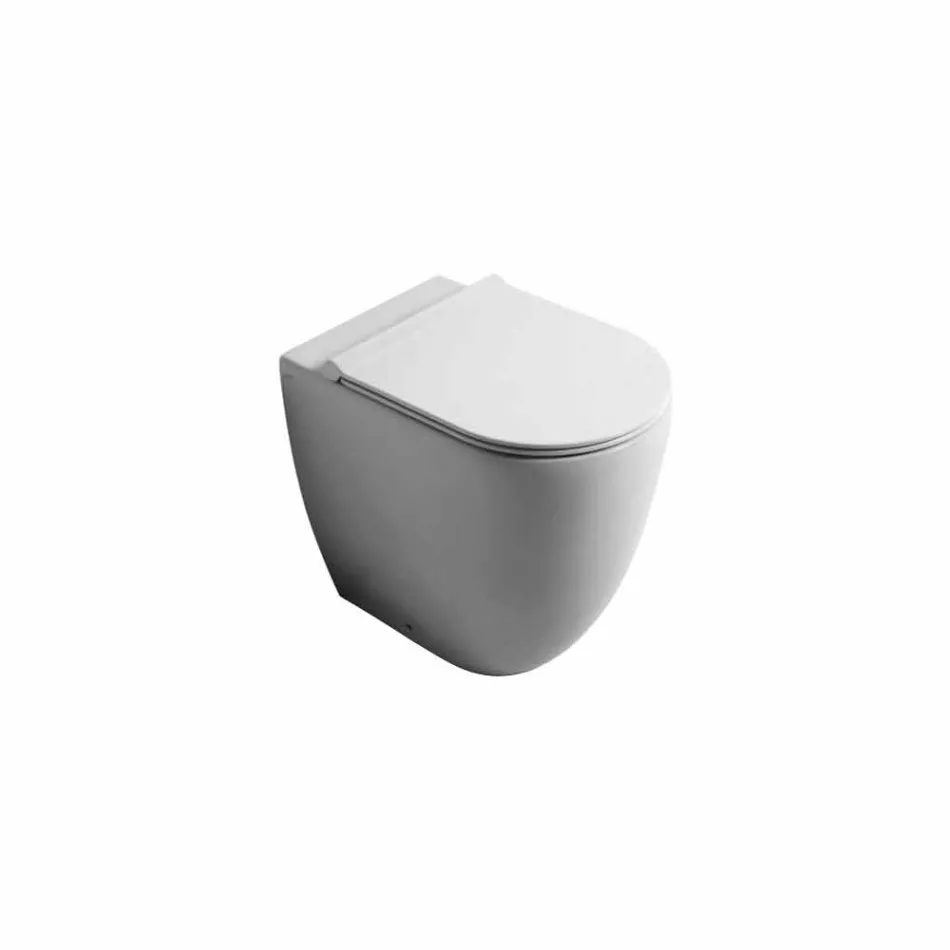 Vaso WC in ceramica bianca design moderno Shine Square H50 Rimless Viadurini