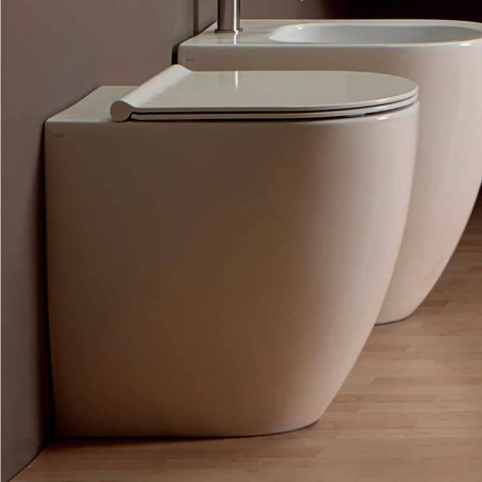 Vaso WC in ceramica bianca design moderno Shine Square H50 Rimless Viadurini