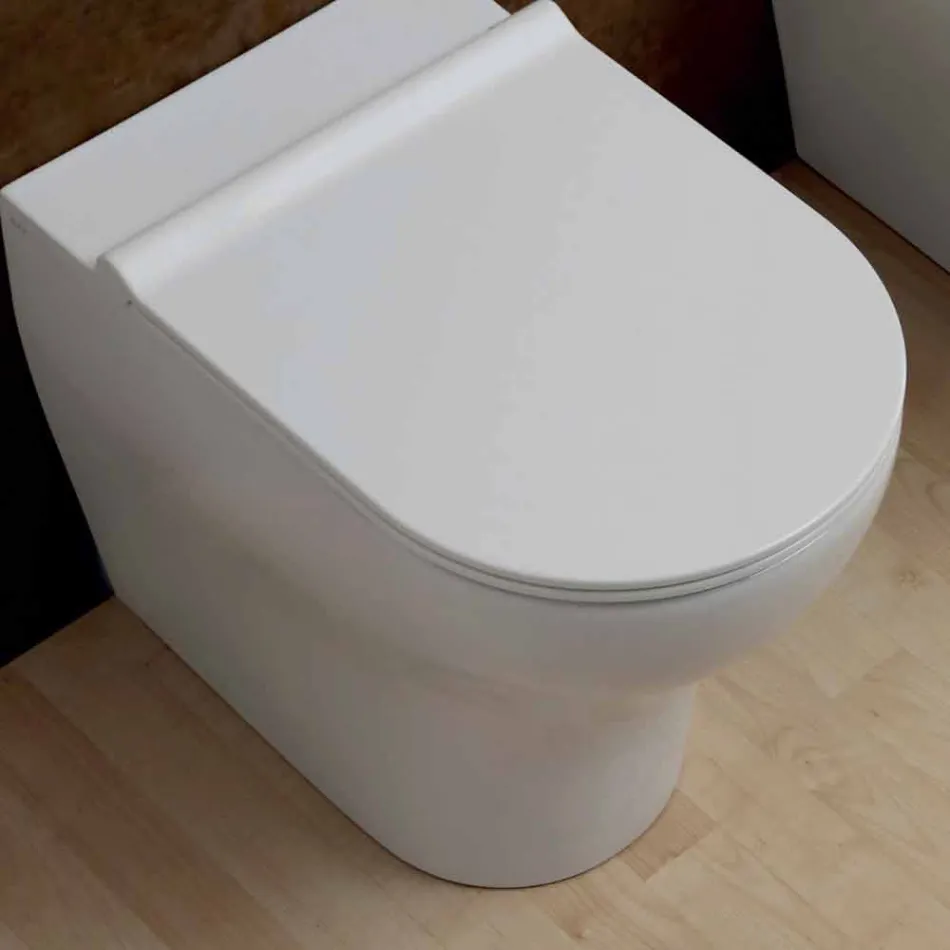 Vaso WC in ceramica bianca Star 54x35cm made in Italy, design moderno Viadurini