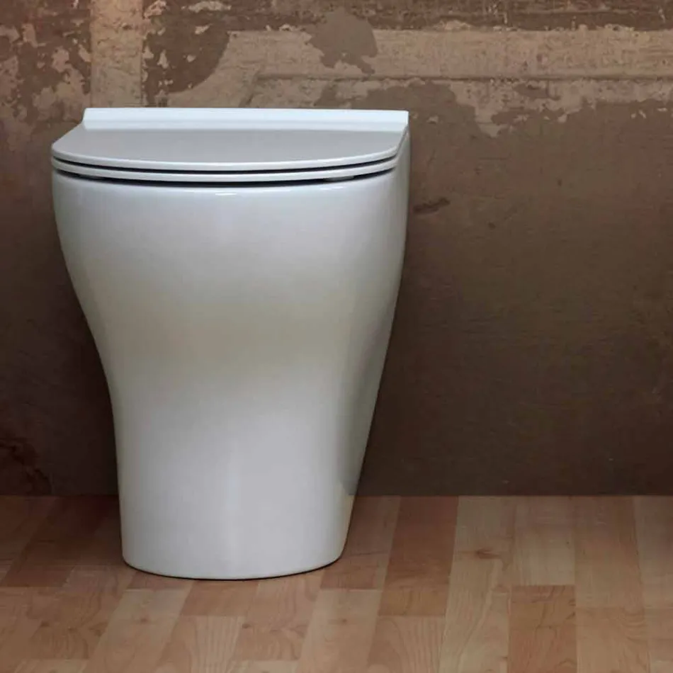 Vaso WC in ceramica bianca Star 54x35cm made in Italy, design moderno Viadurini
