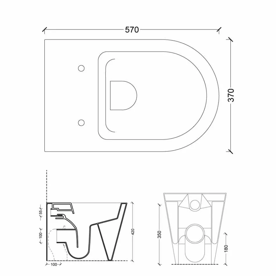 Vaso WC in ceramica bianco moderno Sun Round 57x37 cm made in Italy Viadurini