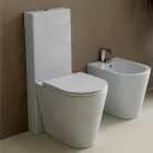 Vaso WC in ceramica bianco moderno Sun Round 57x37 cm made in Italy Viadurini