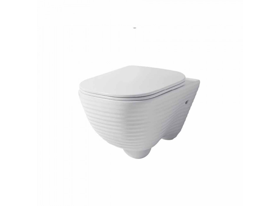 Vaso WC Moderno Sospeso in Ceramica Bianca o Colorata Trabia Viadurini