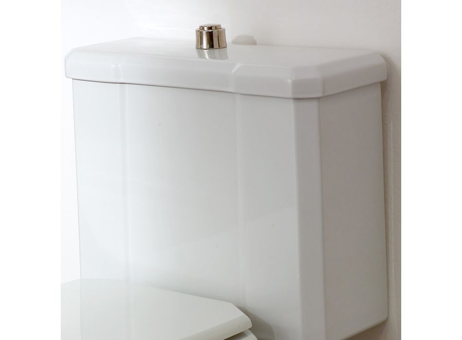 Vaso WC Monoblocco in Ceramica Bianca Vintage, Made in Italy - Nausica Viadurini