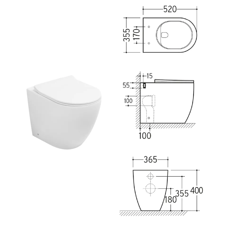 Vaso Wc Rimless in Ceramica Matt di Due Colori e Sedile Soft Close - Aster   Viadurini