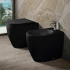 Vaso Wc Rimless in Ceramica Matt di Due Colori e Sedile Soft Close - Aster   Viadurini