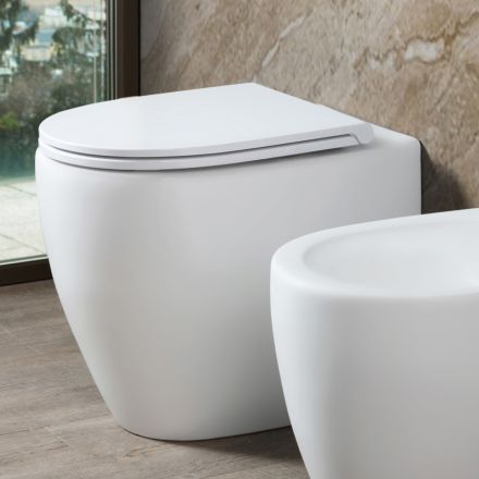 Vaso Wc Rimless in Ceramica Matt di Due Colori e Sedile Soft Close - Aster   Viadurini