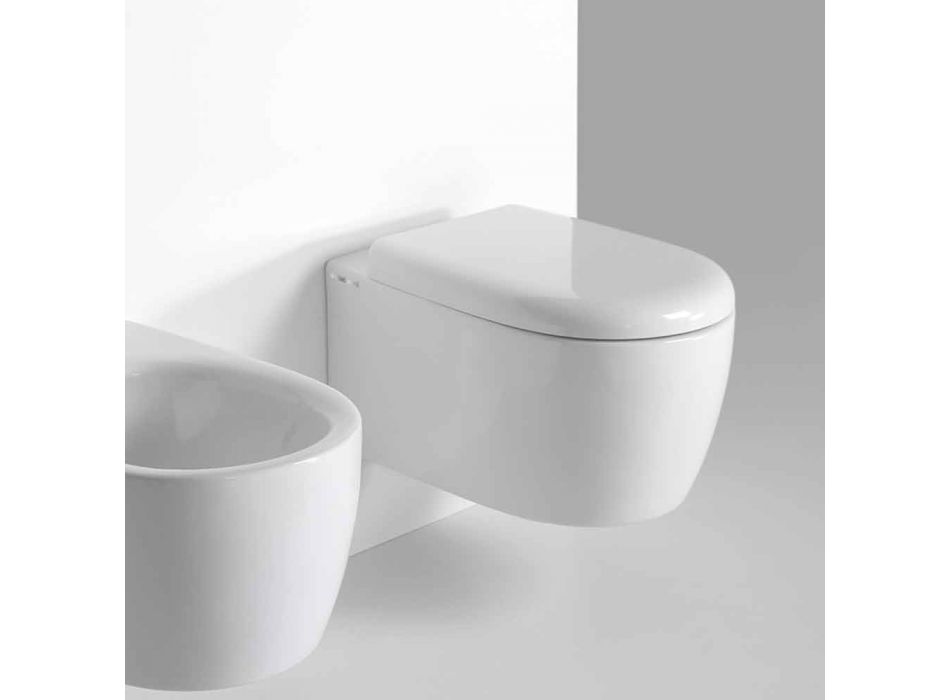 Vaso Wc Sospeso di Design Moderno in Ceramica Colorata Made in Italy – Lauretta Viadurini