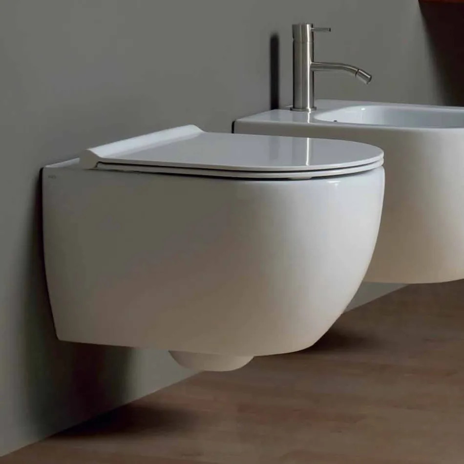 Vaso WC sospeso in ceramica design moderno Star 50x35 made in Italy Viadurini
