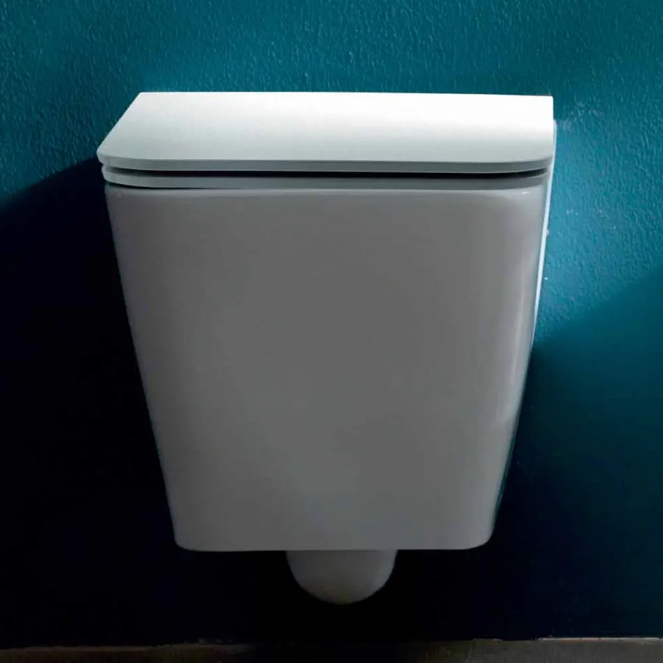 Vaso WC sospeso in ceramica, design moderno, Sun Square made in Italy Viadurini