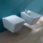 Vaso WC sospeso in ceramica, design moderno, Sun Square made in Italy Viadurini