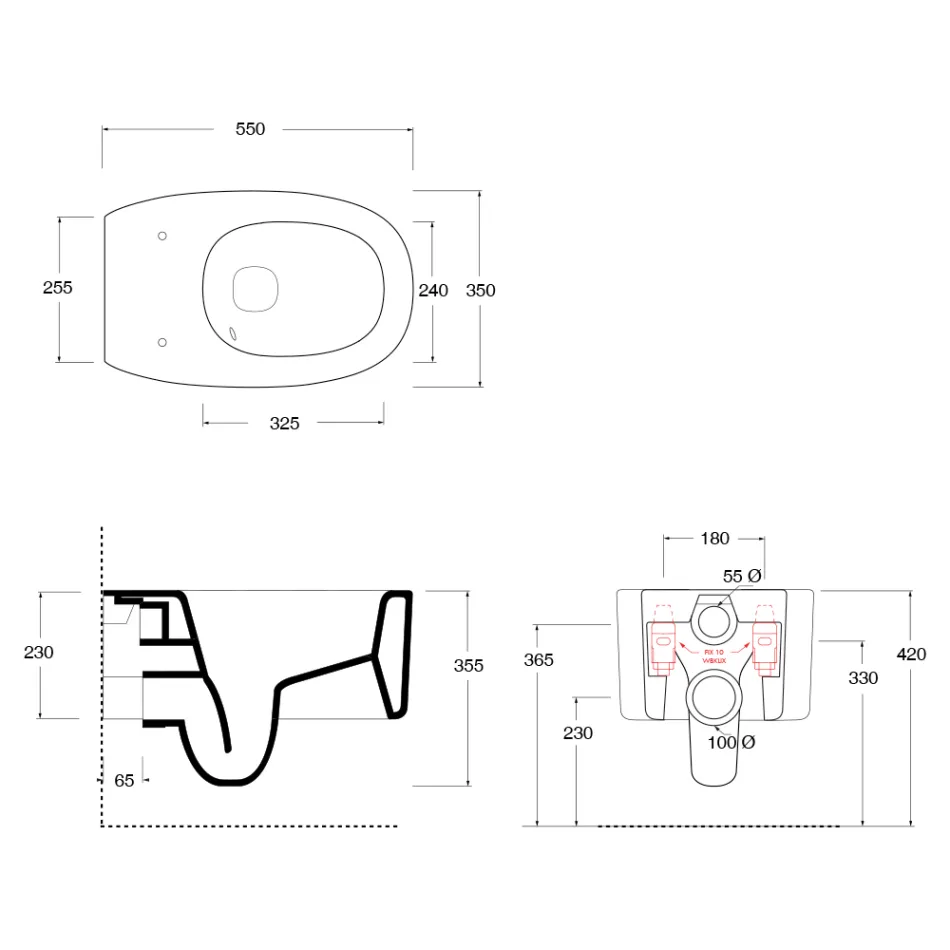 Vaso WC Sospeso in Ceramica di Diversi Colori Made in Italy - Ragazza Viadurini