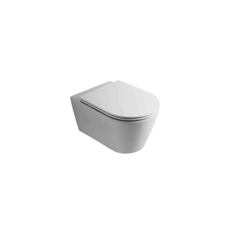 Vaso WC sospeso in ceramica moderno Sun Round 57x37 cm, made in Italy Viadurini