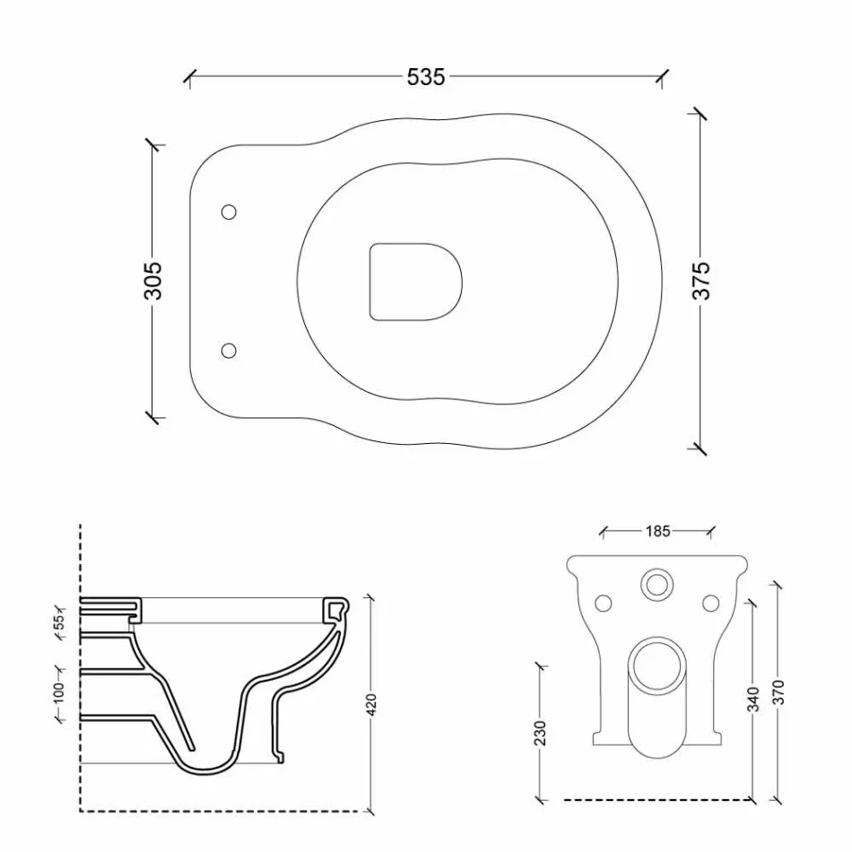 Vaso WC sospeso moderno in ceramica bianca Style 54x36 made in Italy Viadurini