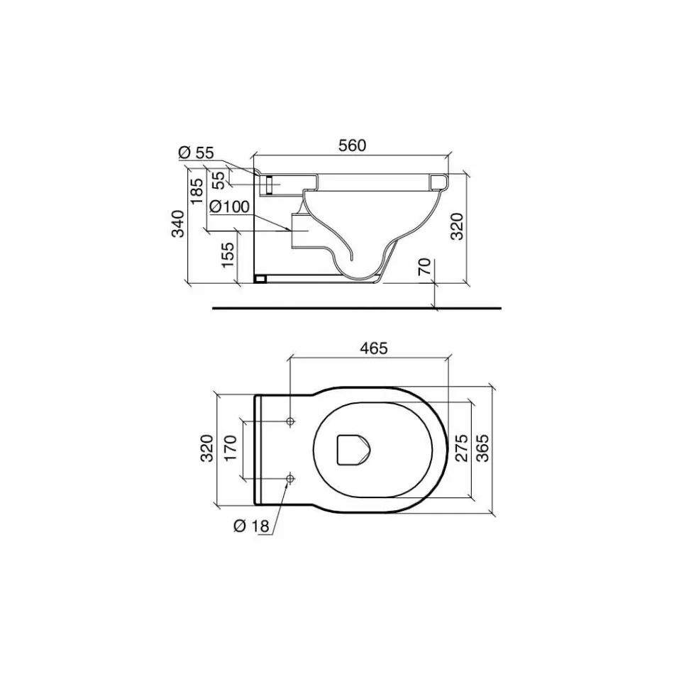 Vaso Wc Sospeso Stile Classico in Ceramica Bianca Made in Italy – Marwa Viadurini
