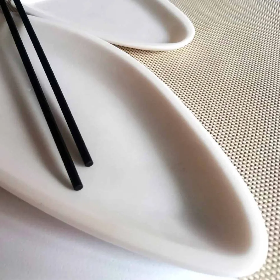 Vassoio da Cucina in Marmo Bianco di Carrara Fatto a Mano in Italia - Fish Viadurini