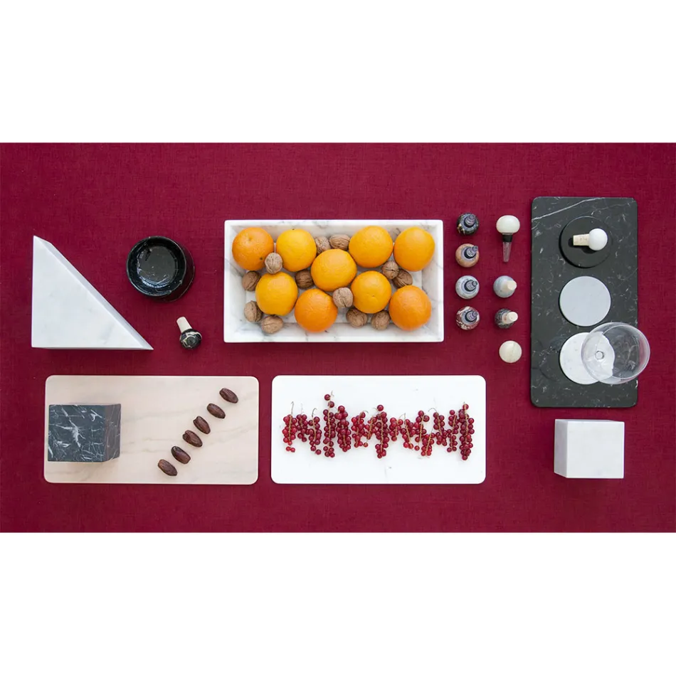 Vassoio Rettangolare in Marmo Bianco di Carrara Made in Italy - Vassili Viadurini