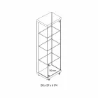 Vetrina a Parete in Vetro e Legno Bianco, Ruote e Ripiani Illuminati - Armilla Viadurini