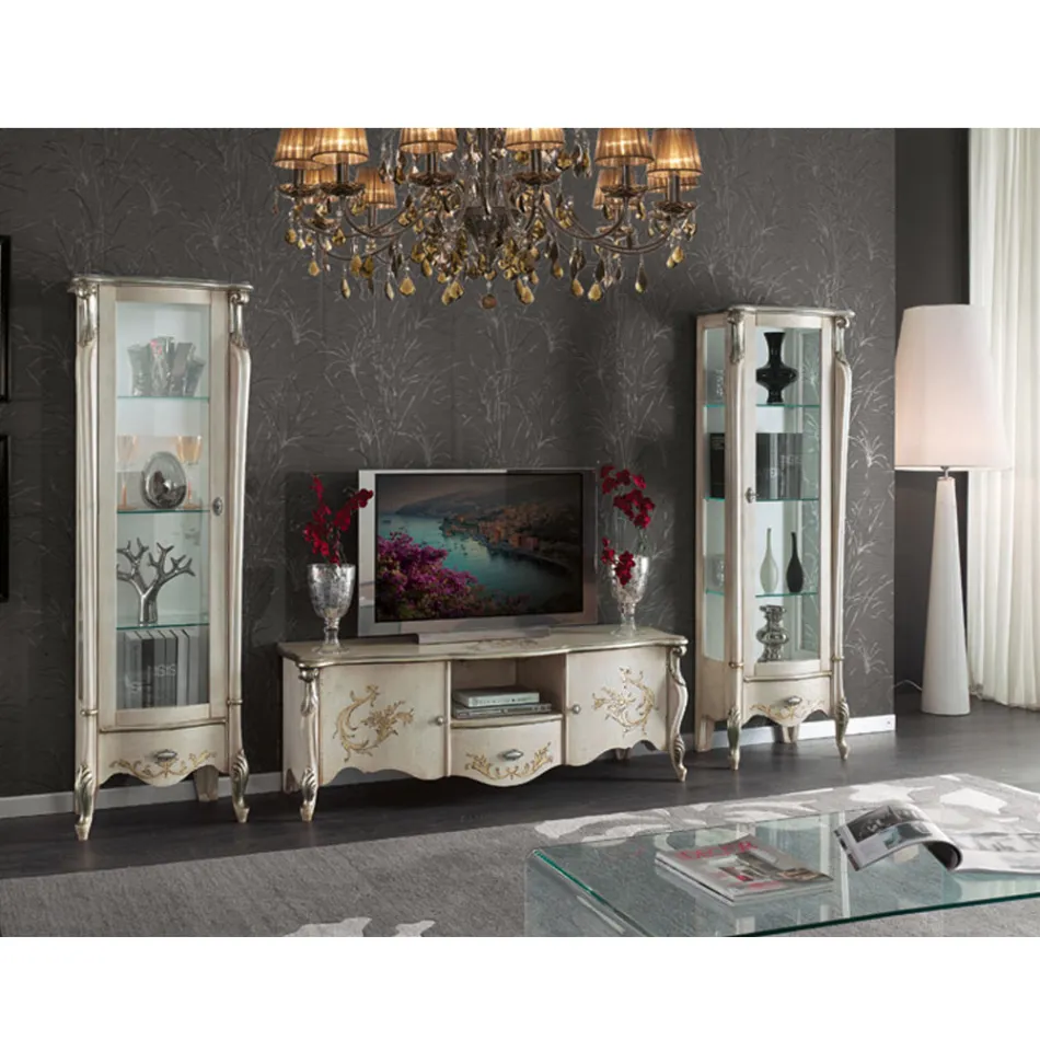 Vetrina Classica con Anta in Legno Bianco o Noce Made in Italy - Caligola Viadurini