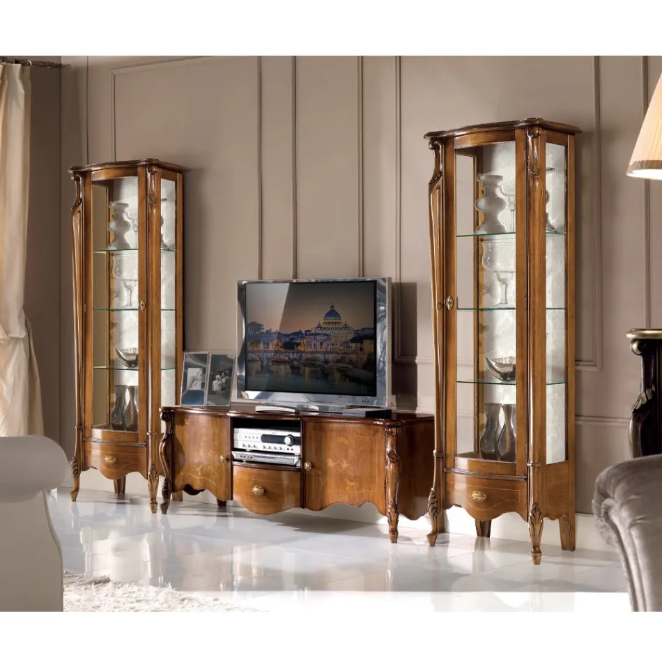 Vetrina Classica con Anta in Legno Bianco o Noce Made in Italy - Caligola Viadurini