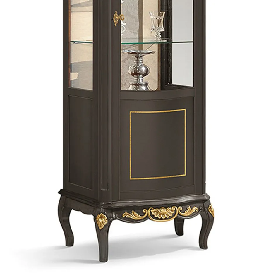 Vetrina Classica in Legno Noce Bianco o Moka Made in Italy - Chantilly Viadurini