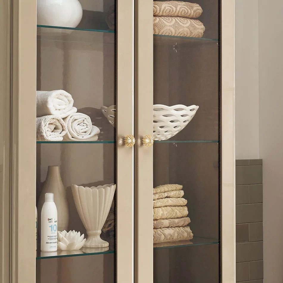 Vetrina Completa di Due Ante e Tre Ripiani in Vetro Made in Italy - Candy Viadurini