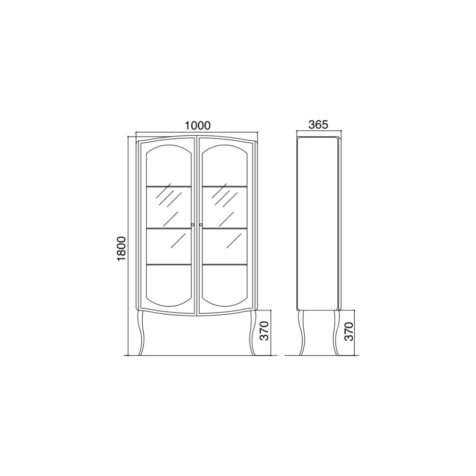 Vetrina Completa di Due Ante e Tre Ripiani in Vetro Made in Italy - Candy Viadurini