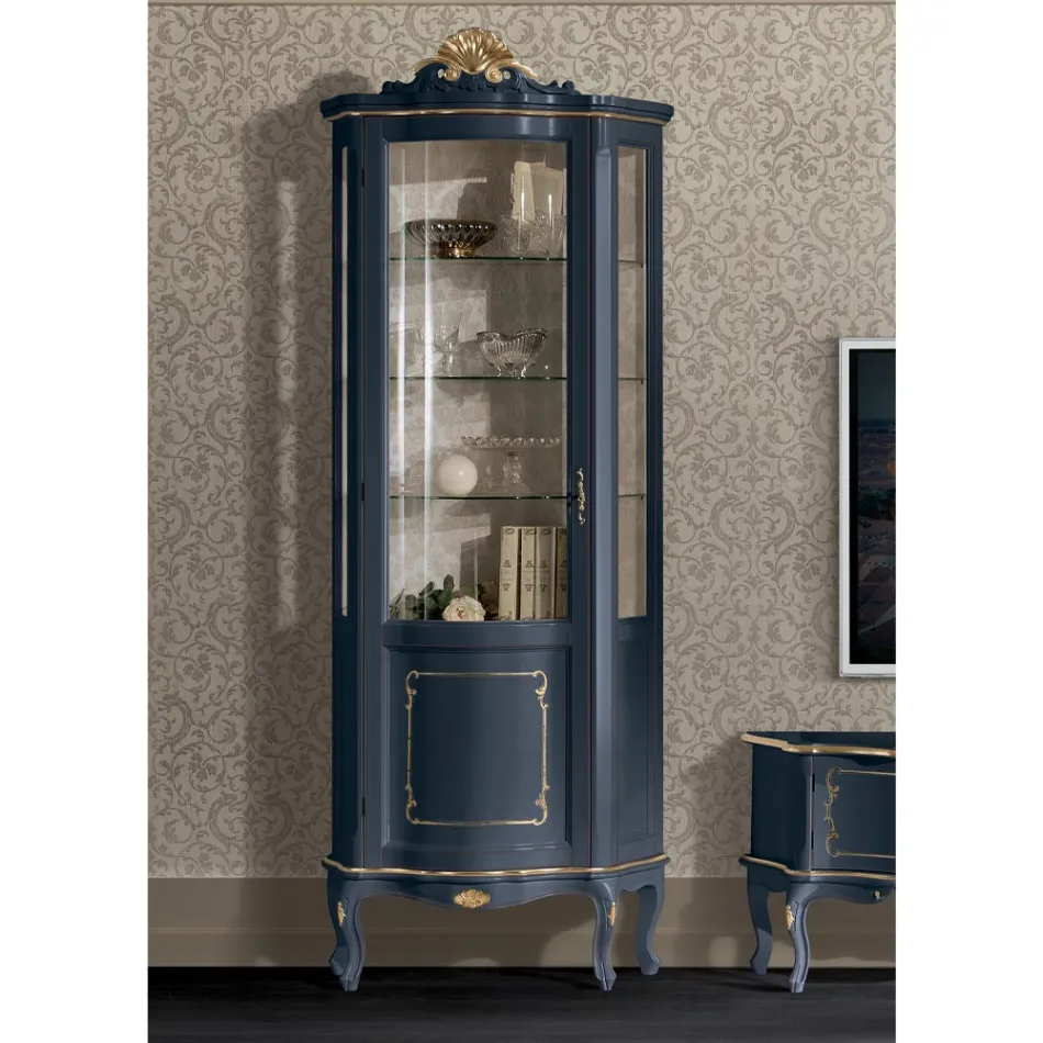 Vetrina da Soggiorno in Legno con 1 Anta di Lusso Made in Italy - Leonor Viadurini