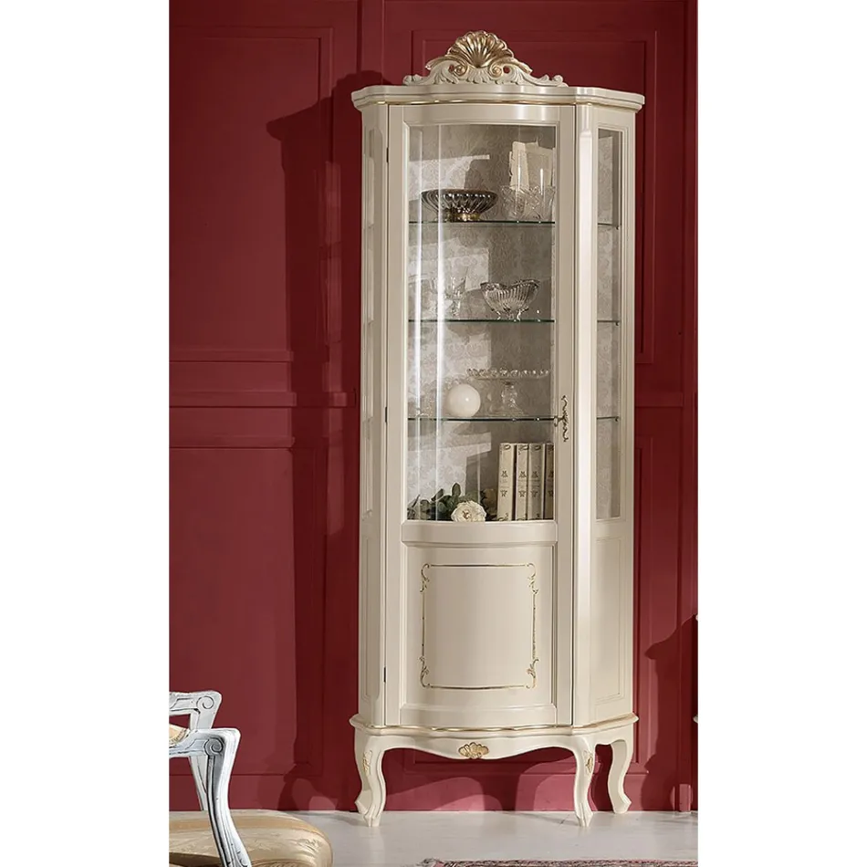 Vetrina da Soggiorno in Legno con 1 Anta di Lusso Made in Italy - Leonor Viadurini