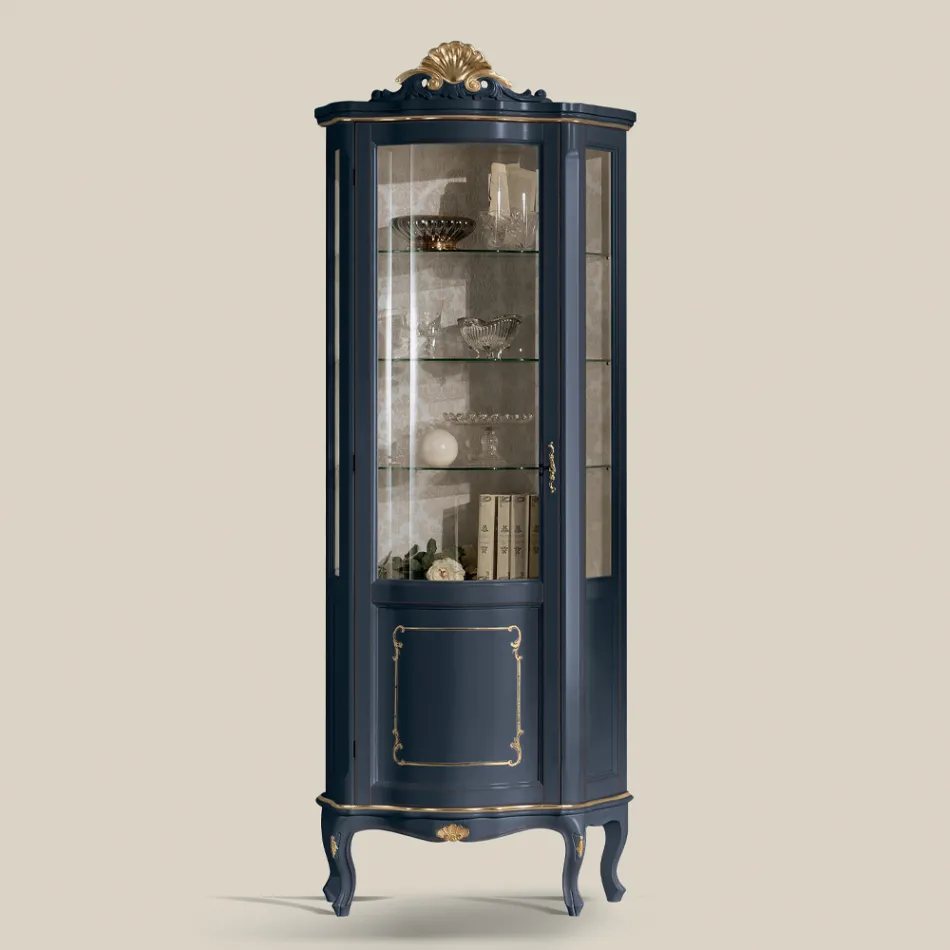 Vetrina da Soggiorno in Legno con 1 Anta di Lusso Made in Italy - Leonor Viadurini