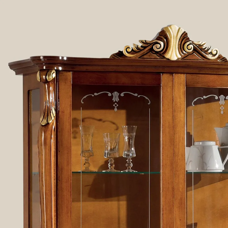 Vetrina da Soggiorno in Legno con 2 Ante Classica Made in Italy - Cambrige Viadurini