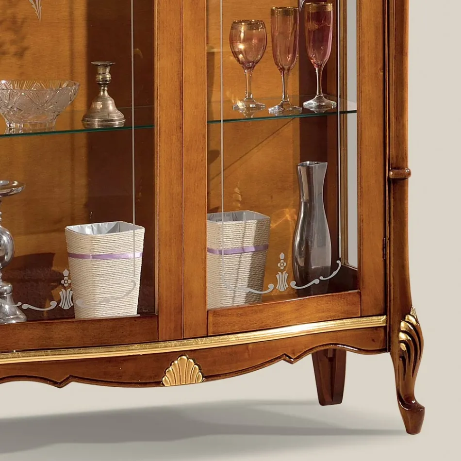 Vetrina da Soggiorno in Legno con 2 Ante Classica Made in Italy - Cambrige Viadurini