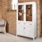 Vetrina da Soggiorno in Teak Massello con 4 Ante e 3 Cassetti - Sanda Viadurini