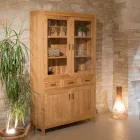 Vetrina da Soggiorno in Teak Massello con 4 Ante e 3 Cassetti - Sanda Viadurini