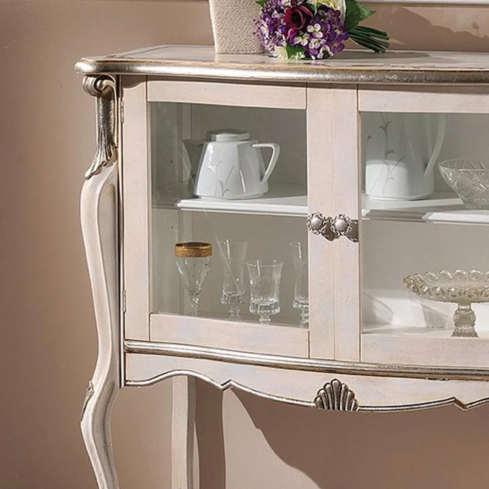 Vetrina Soggiorno 2 Ante in Legno Noce o Bianco Made in Italy - London Viadurini