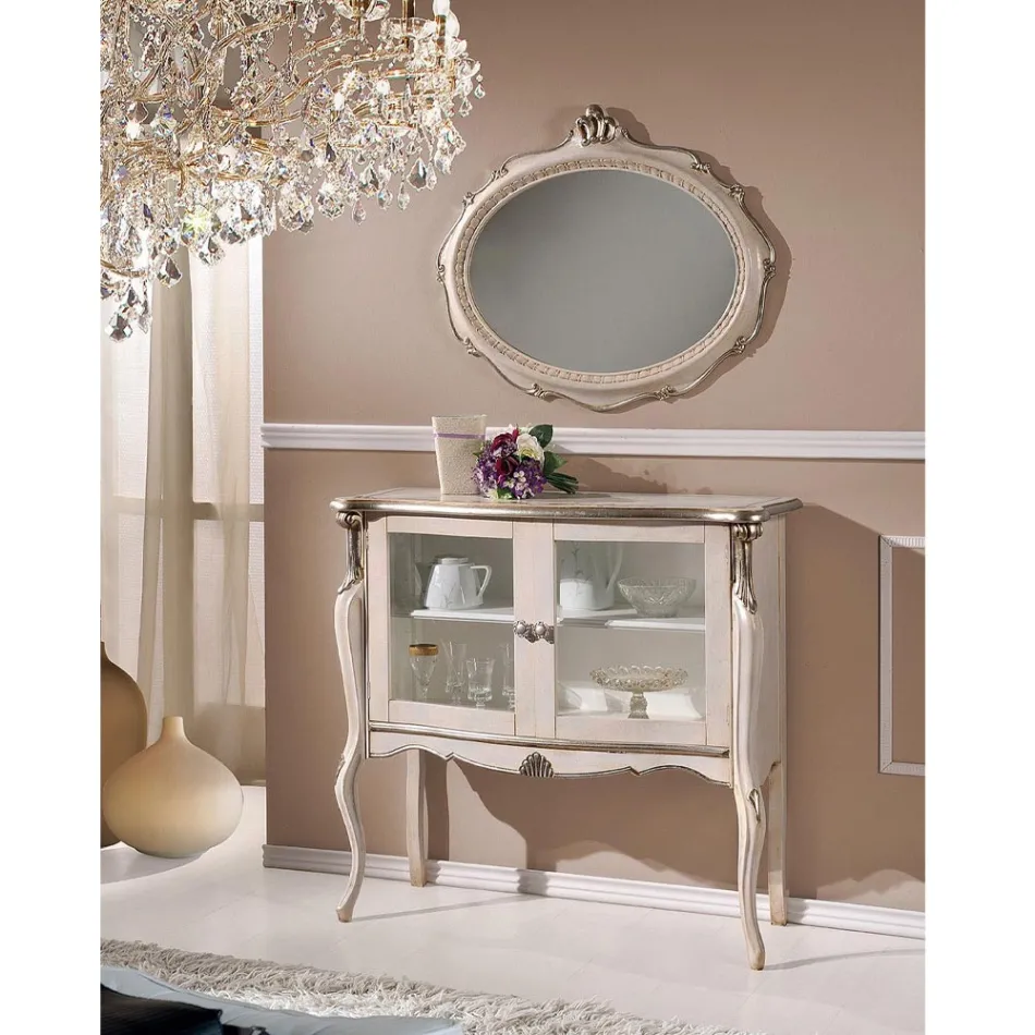 Vetrina Soggiorno 2 Ante in Legno Noce o Bianco Made in Italy - London Viadurini