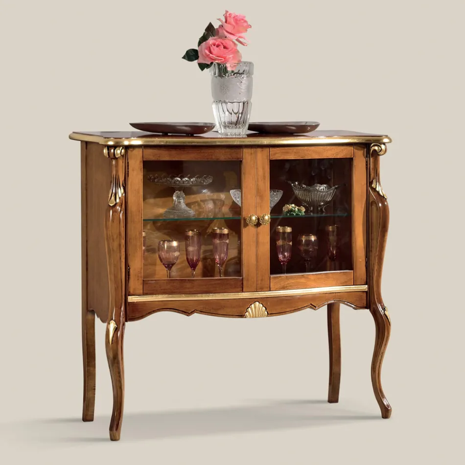 Vetrina Soggiorno 2 Ante in Legno Noce o Bianco Made in Italy - London Viadurini