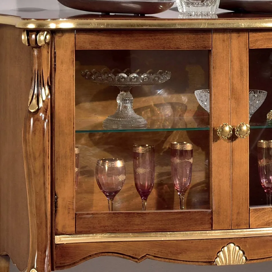 Vetrina Soggiorno 2 Ante in Legno Noce o Bianco Made in Italy - London Viadurini