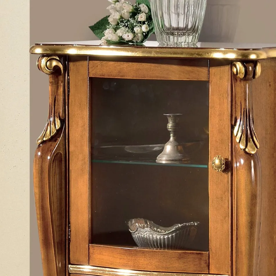 Vetrina Soggiorno con 1 Anta in Vetro e 3 Cassetti Made in Italy - London Viadurini