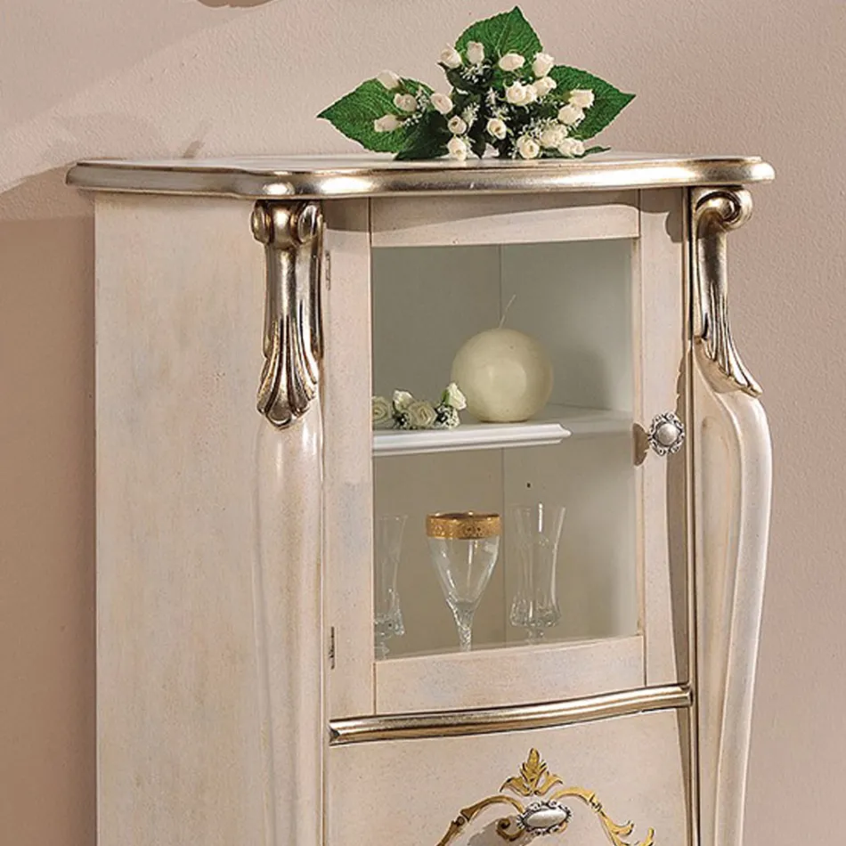 Vetrina Soggiorno con 1 Anta in Vetro e 3 Cassetti Made in Italy - London Viadurini