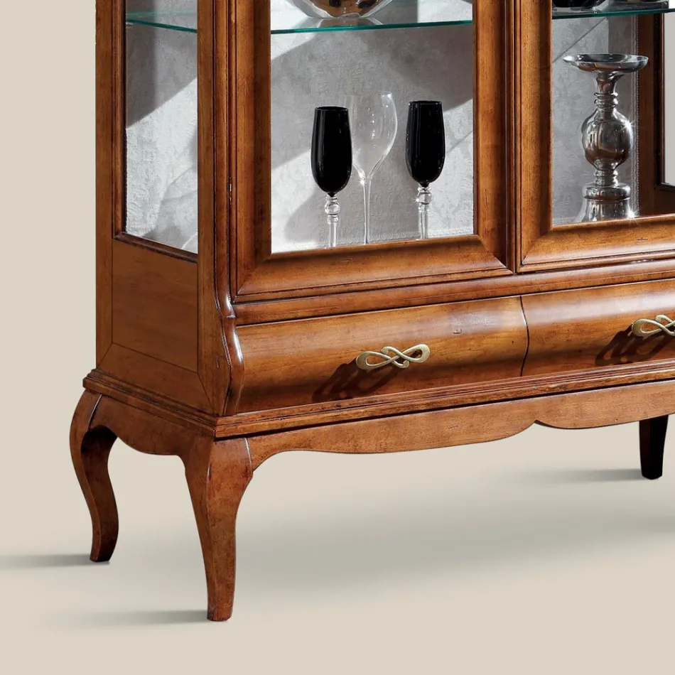 Vetrina Soggiorno di Lusso in Legno Noce Classica Made in Italy - Hastings Viadurini