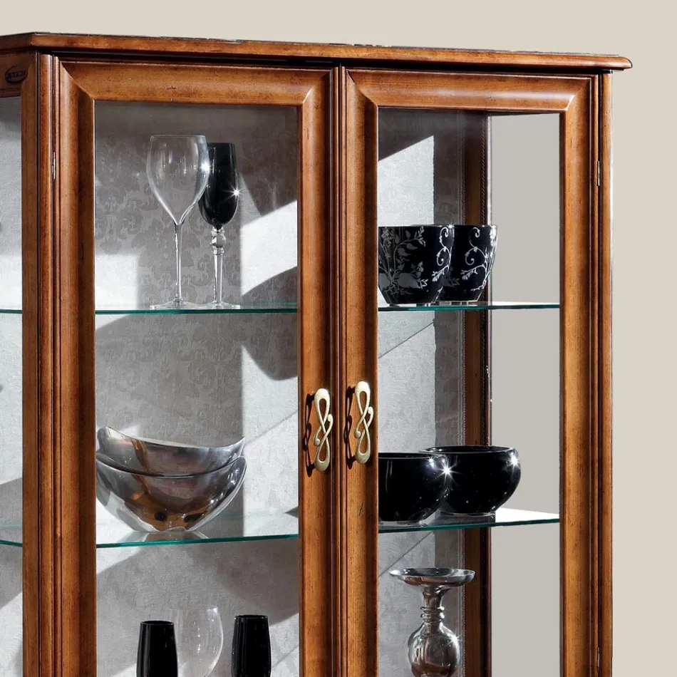 Vetrina Soggiorno di Lusso in Legno Noce Classica Made in Italy - Hastings Viadurini