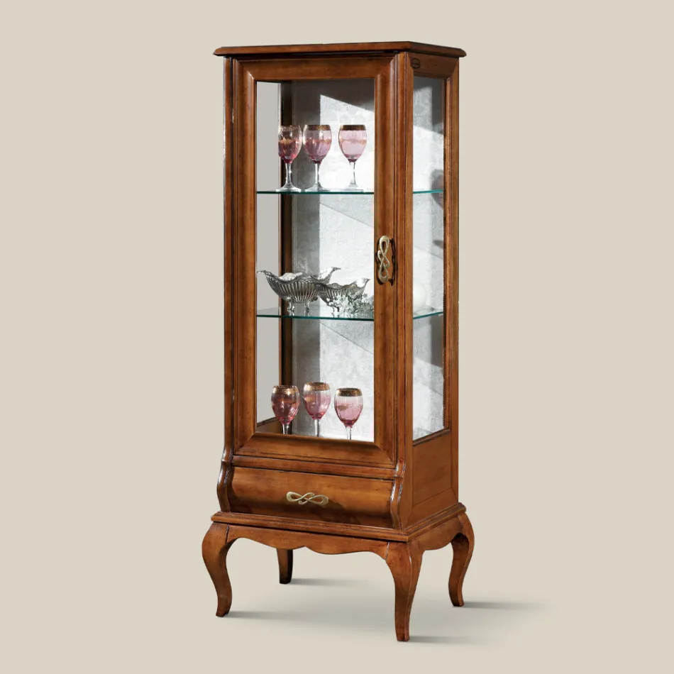Vetrina Soggiorno di Lusso in Legno Noce Classica Made in Italy - Hastings Viadurini