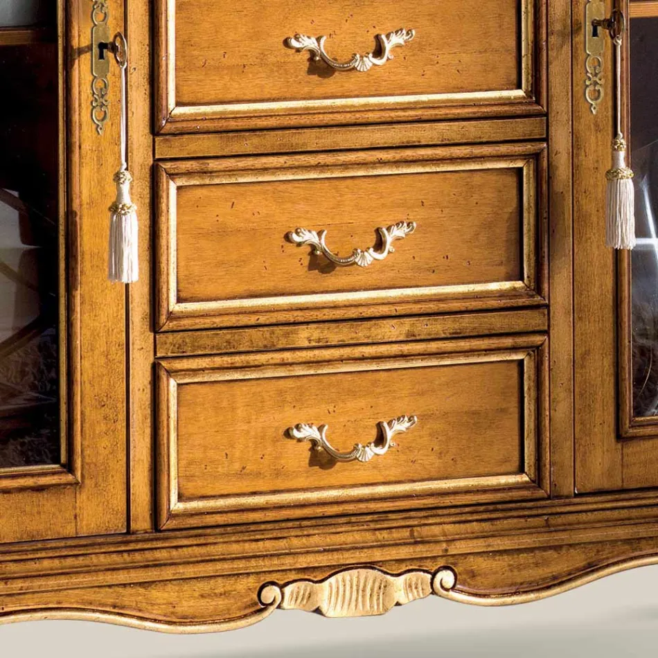 Vetrina Soggiorno in Legno con 2 Ante e 5 Cassetti Made in Italy - Richard Viadurini