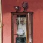 Vetrinetta con 1 Cassetto, 1 Anta e Ripiani in Vetro Made in Italy - Anansi Viadurini