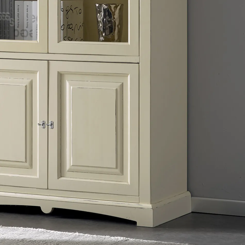 Vetrinetta con 2 Ante in Legno e 2 Ante con Vetro Made in Italy - Fenrir Viadurini