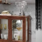 Vetrinetta con Ripiani in Vetro e Schienale Tappezzato Made in Italy - Assur Viadurini